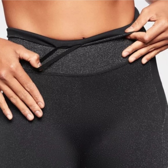 Athleta Lurex Twilight Tights Leggings Metallic Black - Picture 3 of 6